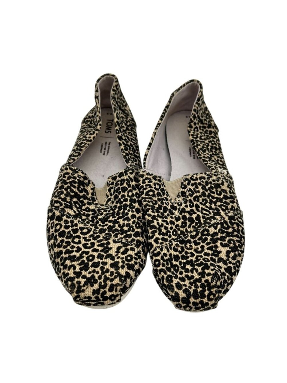 TOMS Womens Alpargata Leopard Slip On Flats Size 9.5 Beige Casual Canvas Preppy